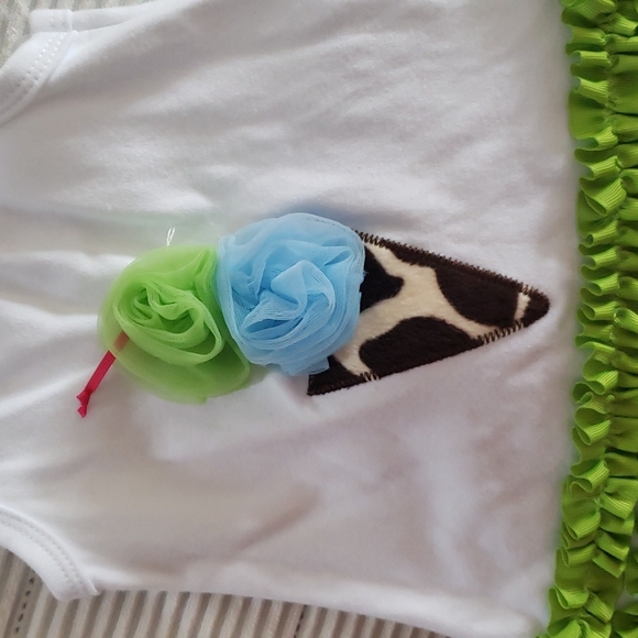 Mud Pie Baby Giraffe Print and Ice Cream Cone Summer Outfit 🍦 🦒 - Picture 3 of 6